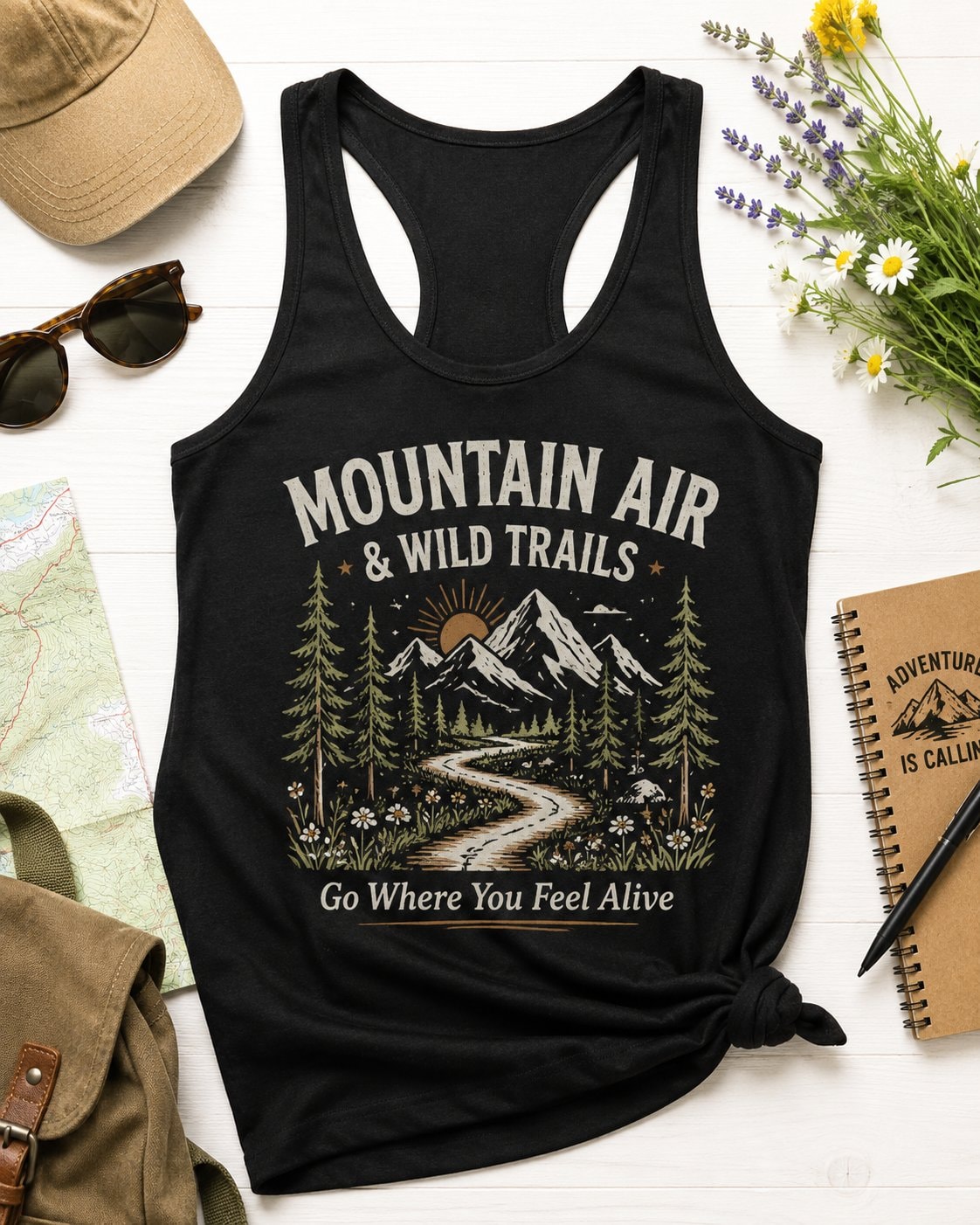Mountain Air & Wild Trails Women's Tank Top-Black-4