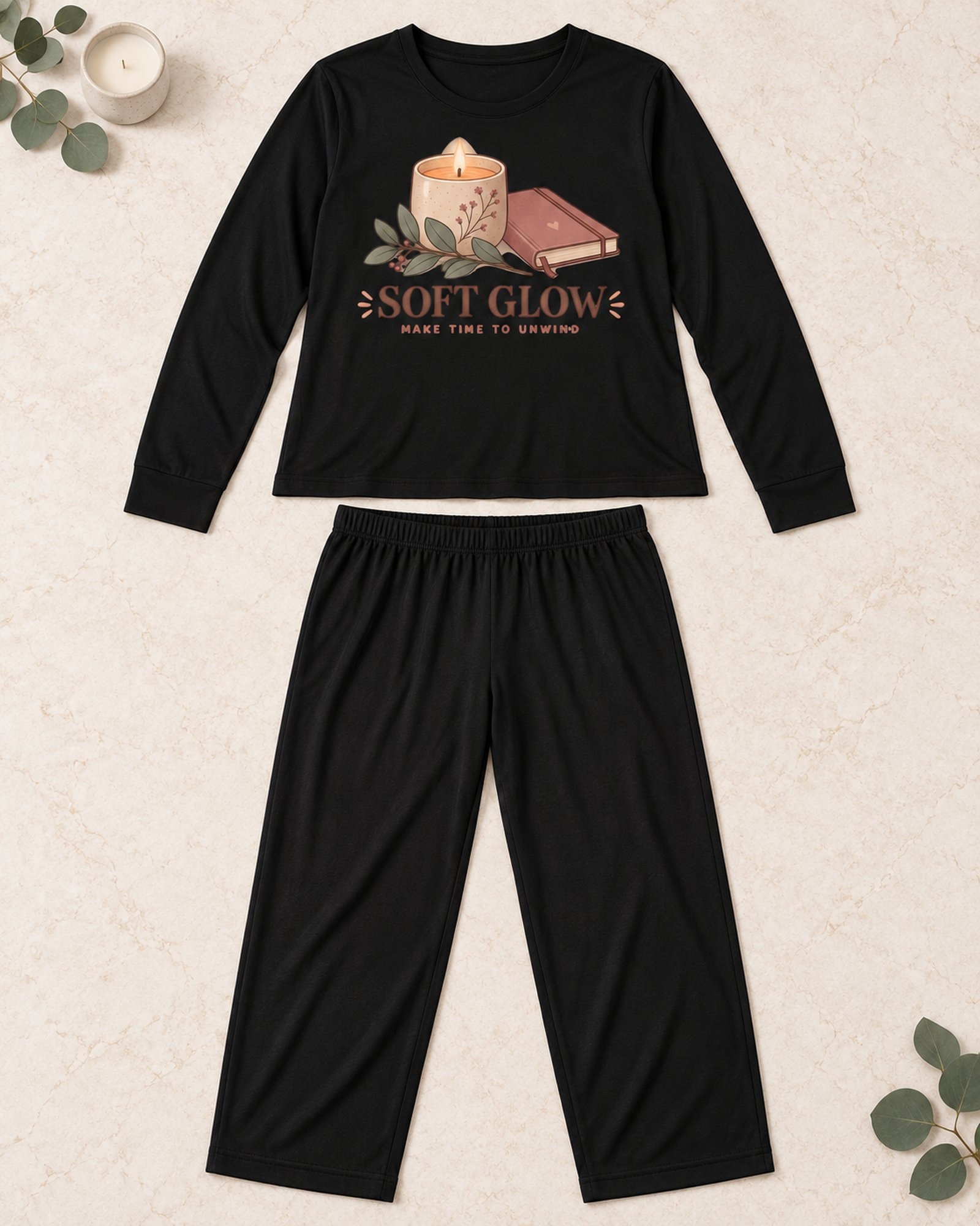 Sleepy Hours Cozy From Dusk To Dawn Women's 2D Long Pajama Set