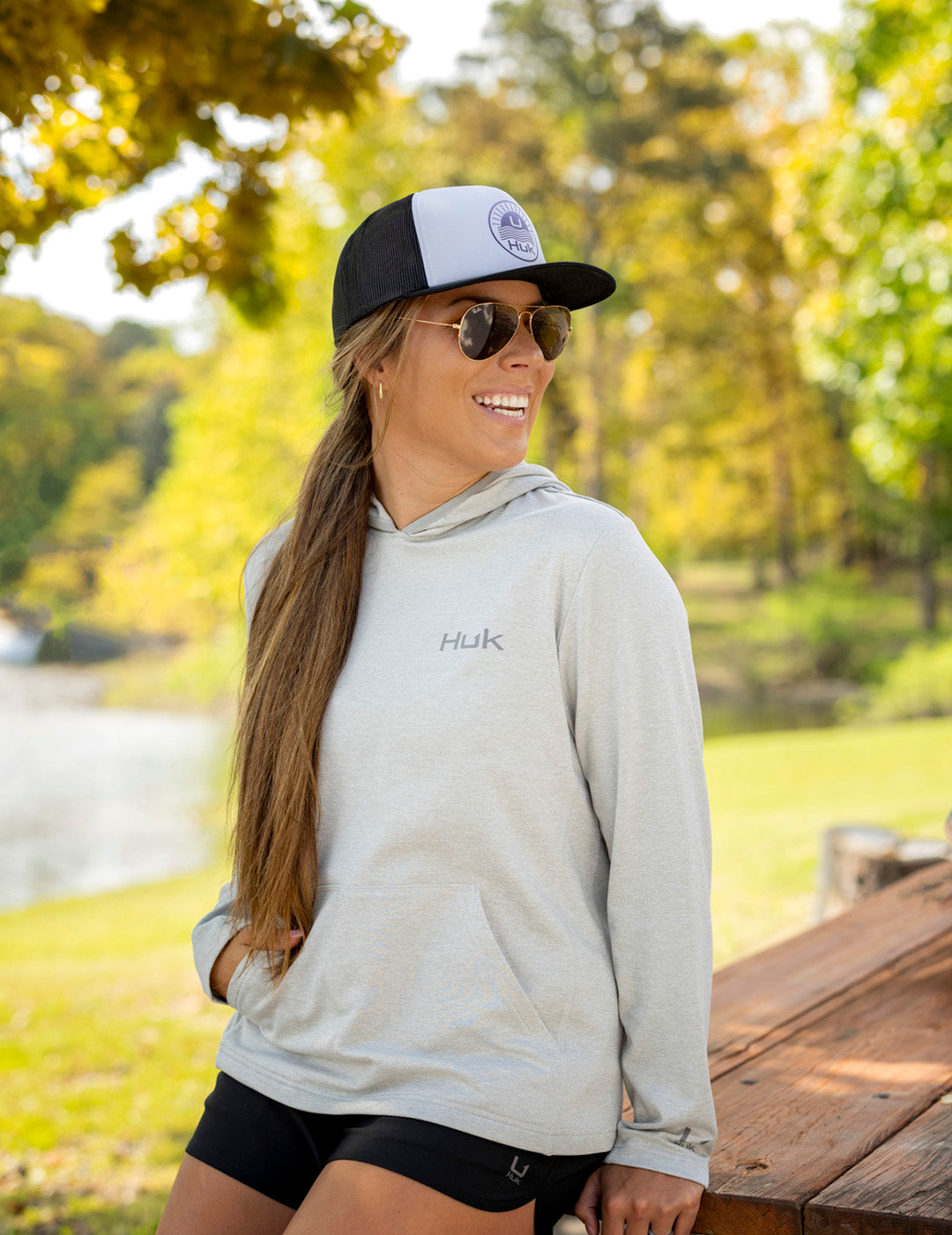 Womens Harbor Mist Heather Fleece Performance Hoodie