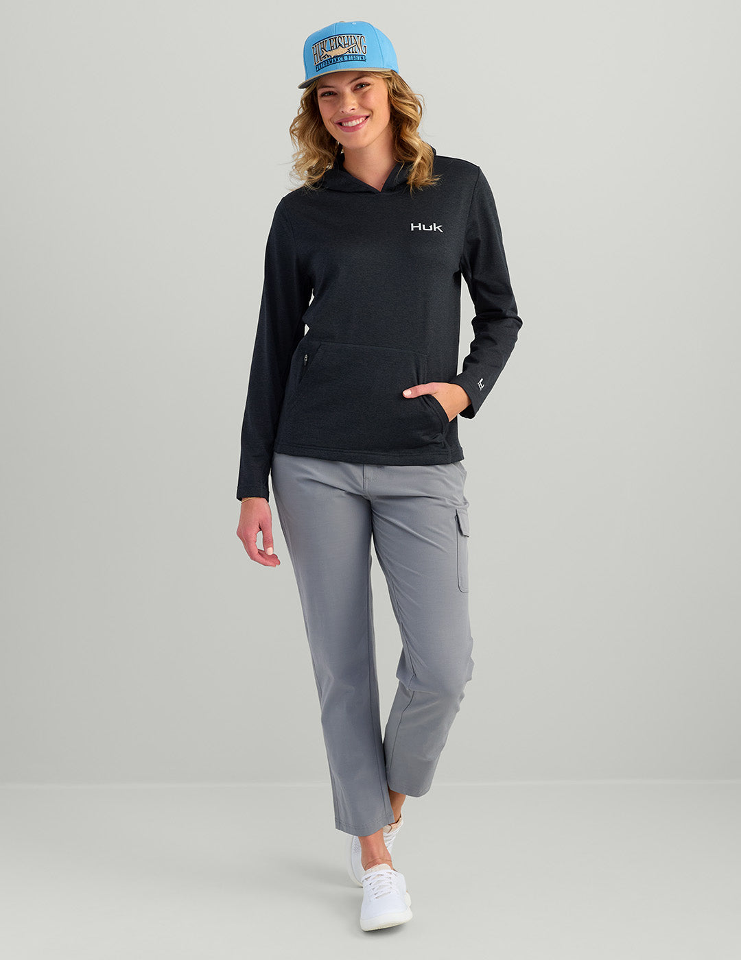 Womens Stretch Fleece Hoodie - Black Heather