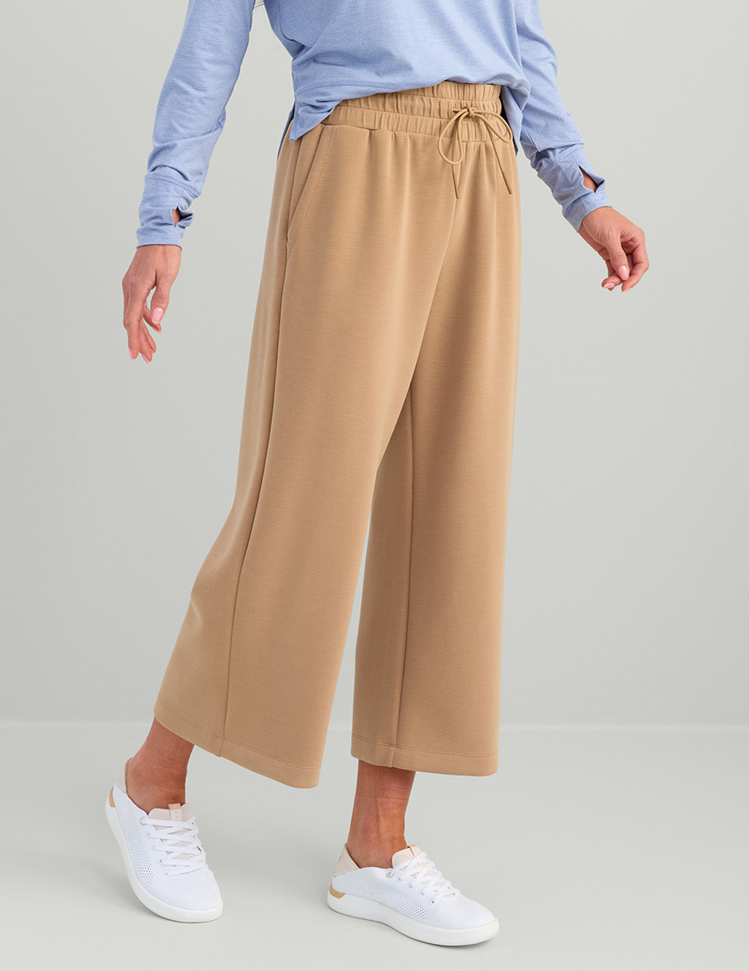 Cozy Bayside Wide Leg Crop Pants in Marl