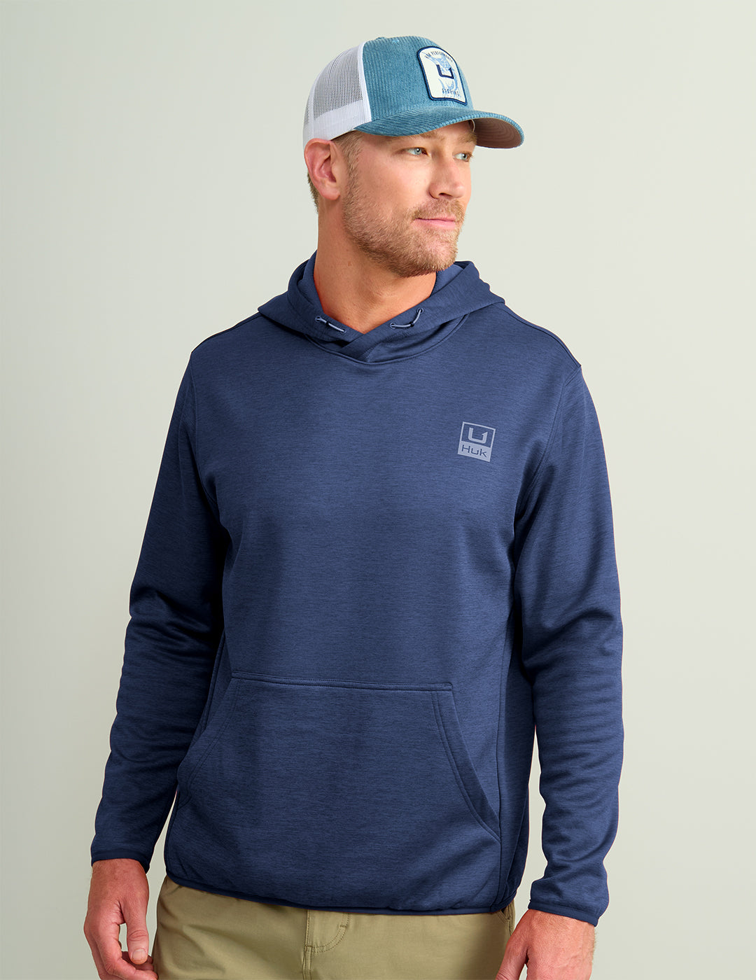 Performance Fleece Hoodie with DWR Treatment - Navy Heather