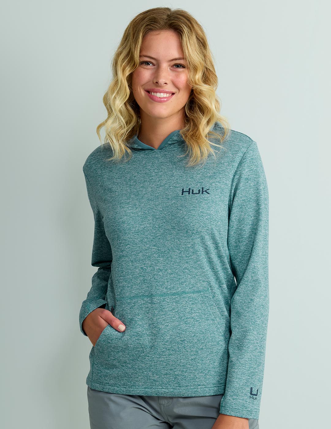 Womens Storm Blue Fleece Hoodie - Warm & Stretchable Performance Shirt
