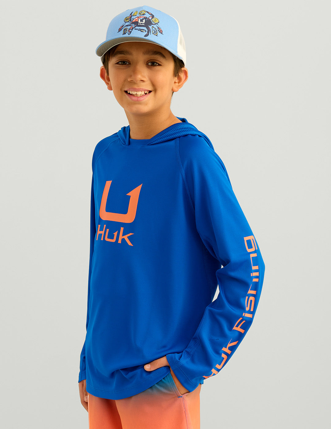 Youth Ocean Blue Performance Hoodie - Sun Protective Shirt
