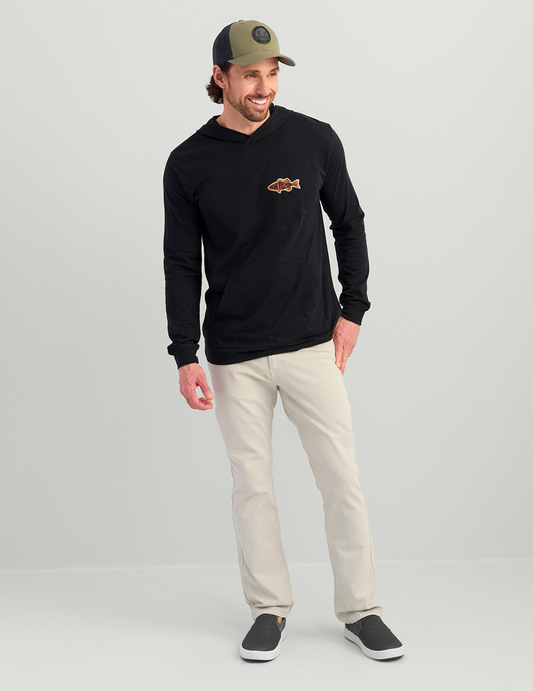 Relaxed Black Cotton Bass Graphic Hoodie