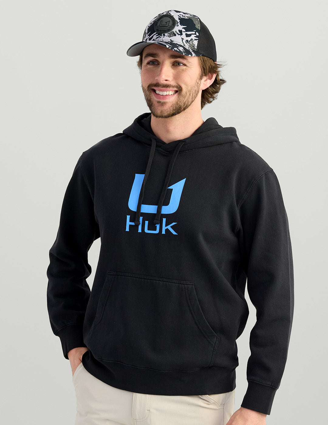 Cotton Fleece Black Hoodie | Cozy Kangaroo Pocket Sweatshirt