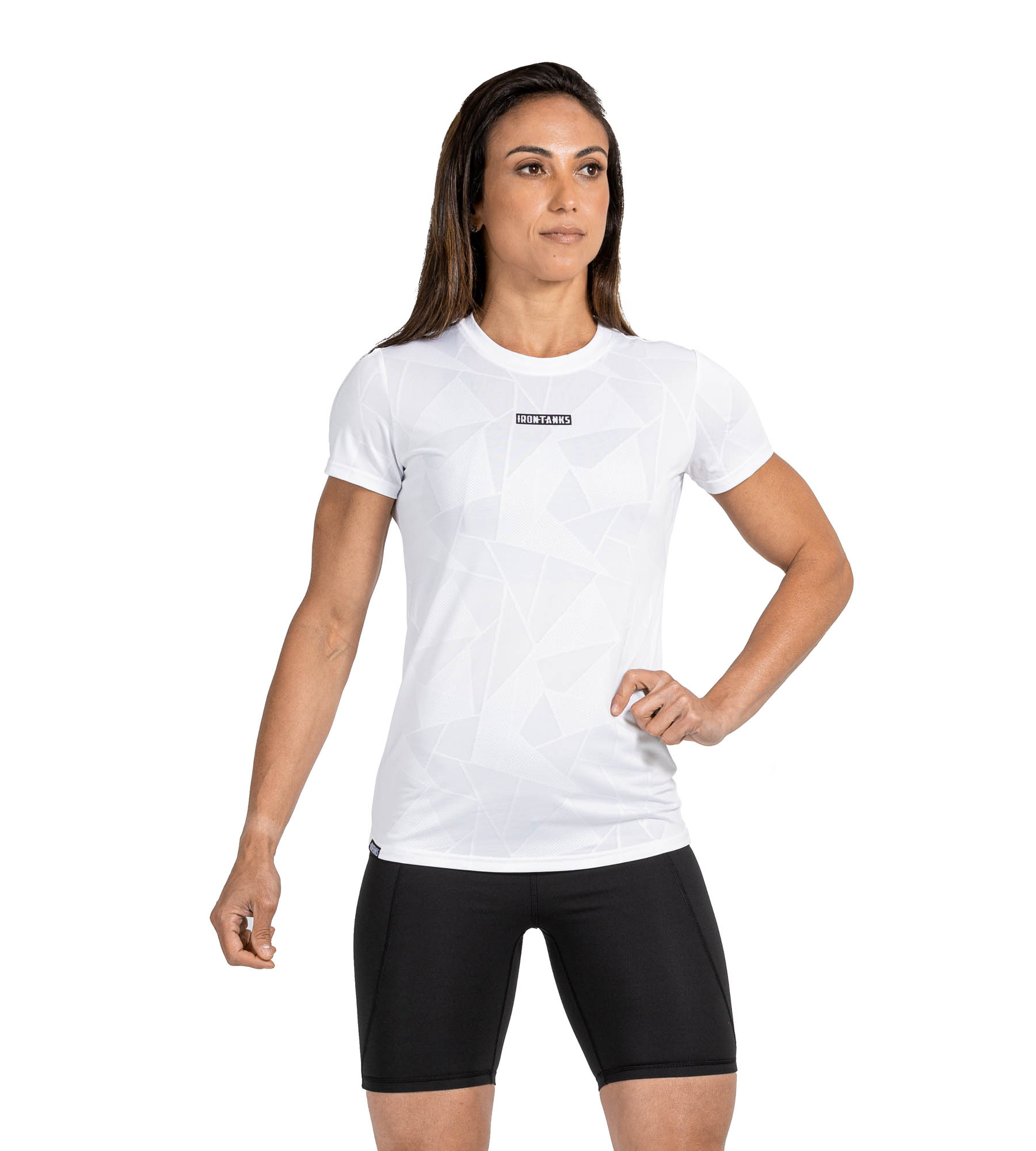 Performance Gym Tee - White Geometric Design