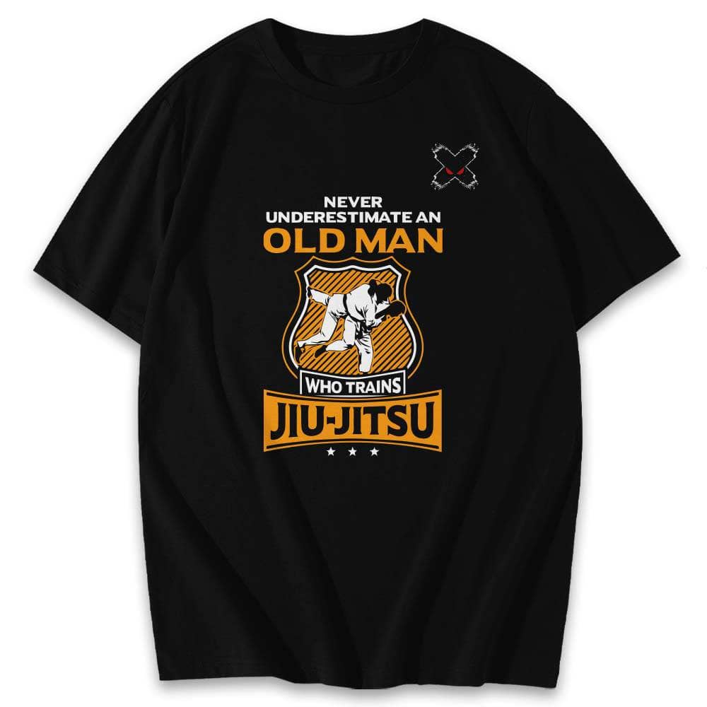 Jiu Jitsu Pride Cotton T-Shirt with Playful Old Man Slogan