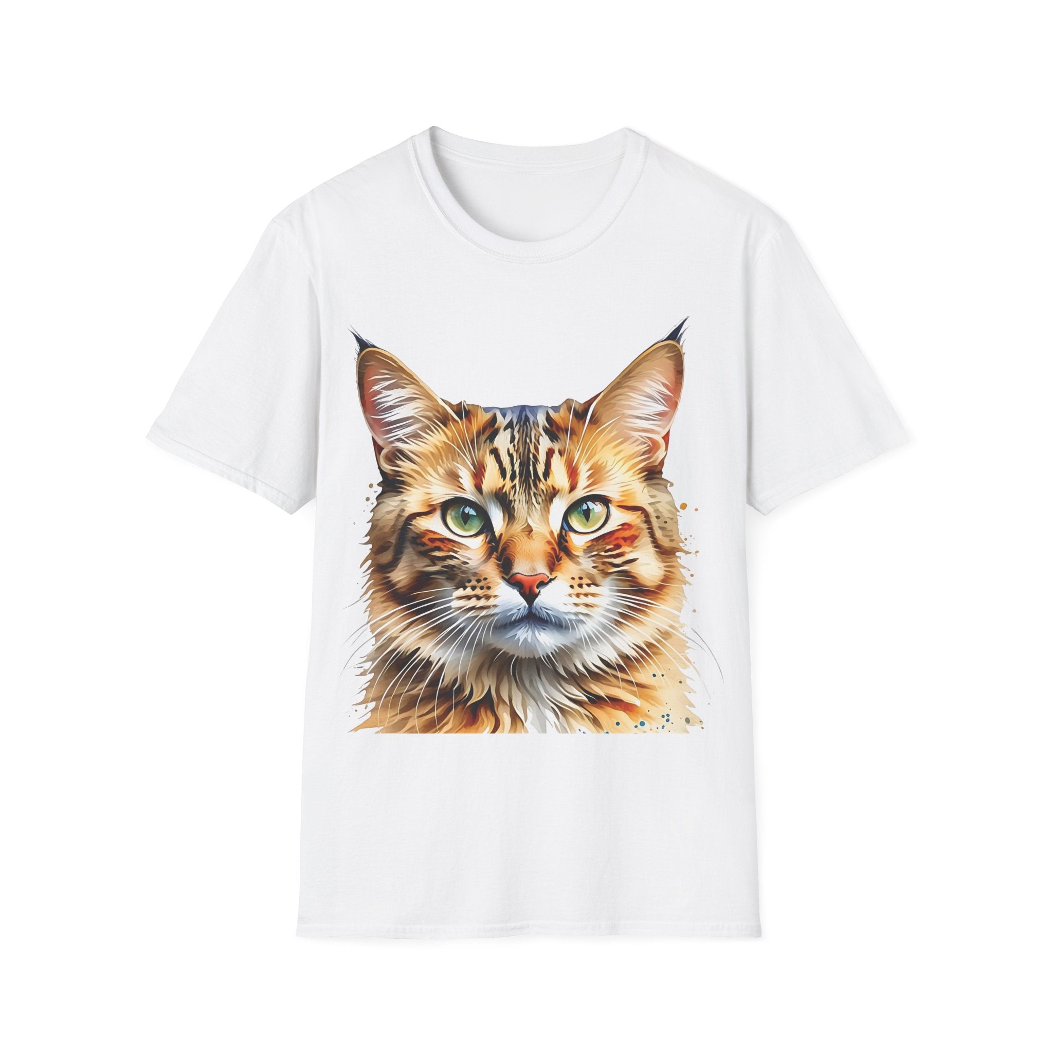 Watercolor Cat Portrait Unisex Cotton T-Shirt