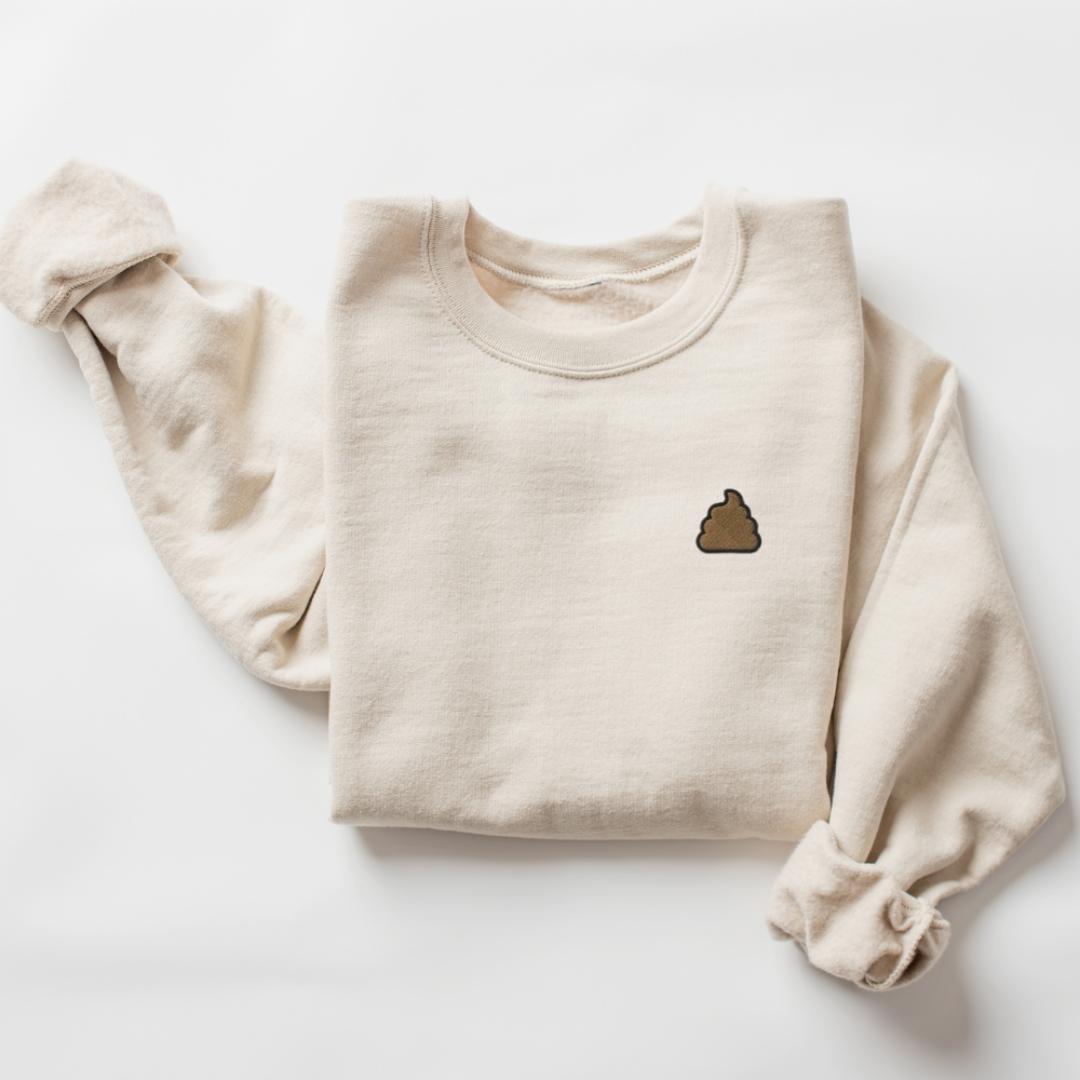 Poop Emoji Embroidered Sweatshirt