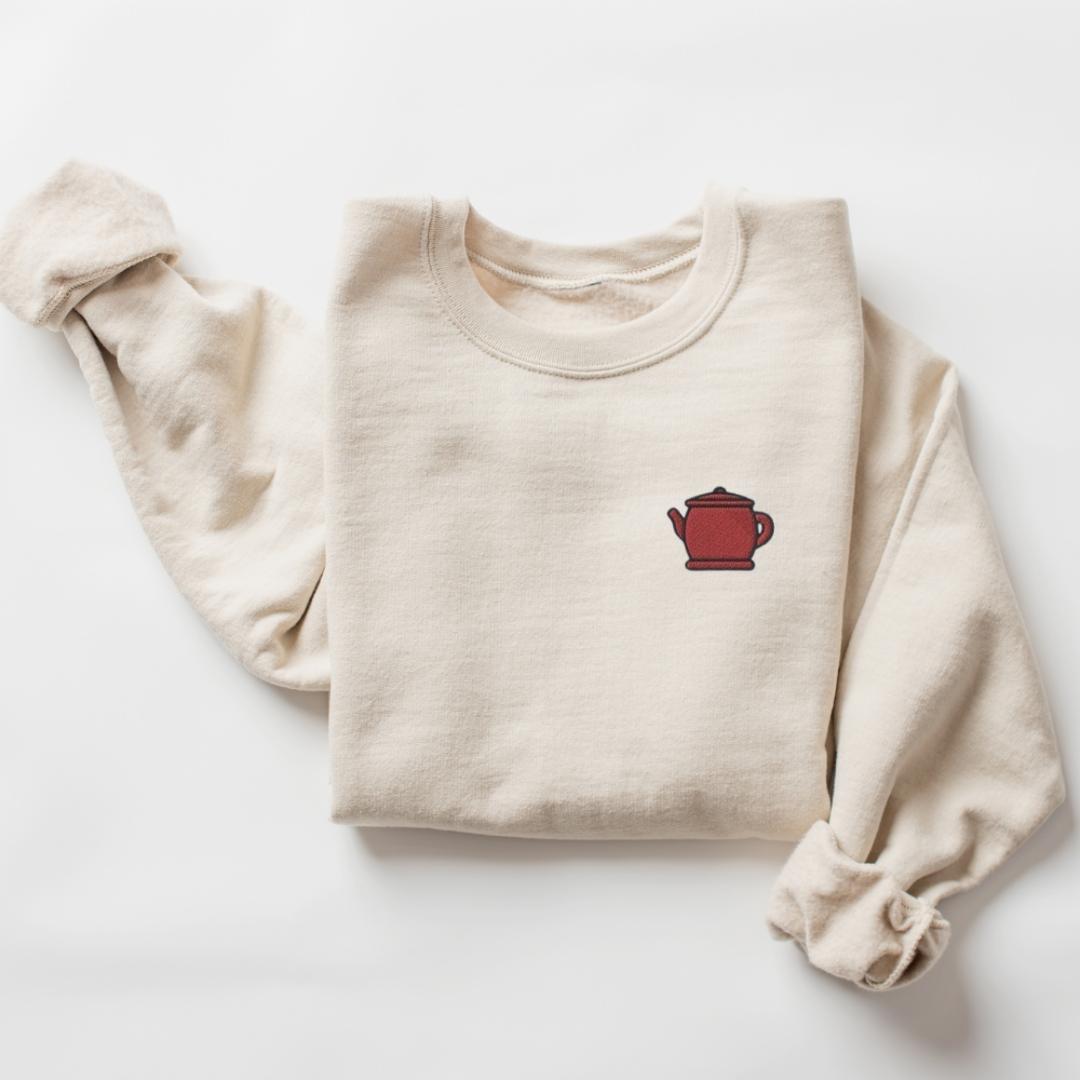 Tea Pot Embroidered Sweatshirt