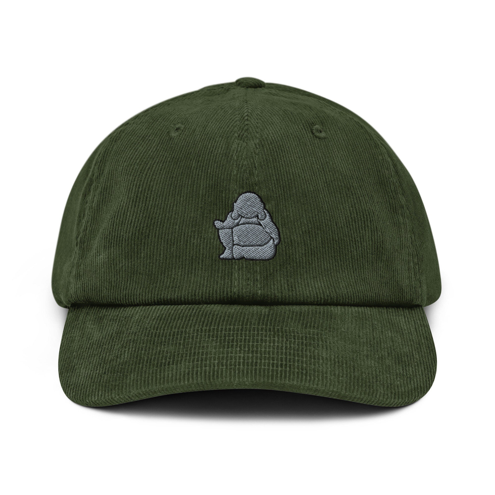 Buddha Corduroy Hat, Handmade Embroidered Corduroy Dad Cap - Multiple Colors