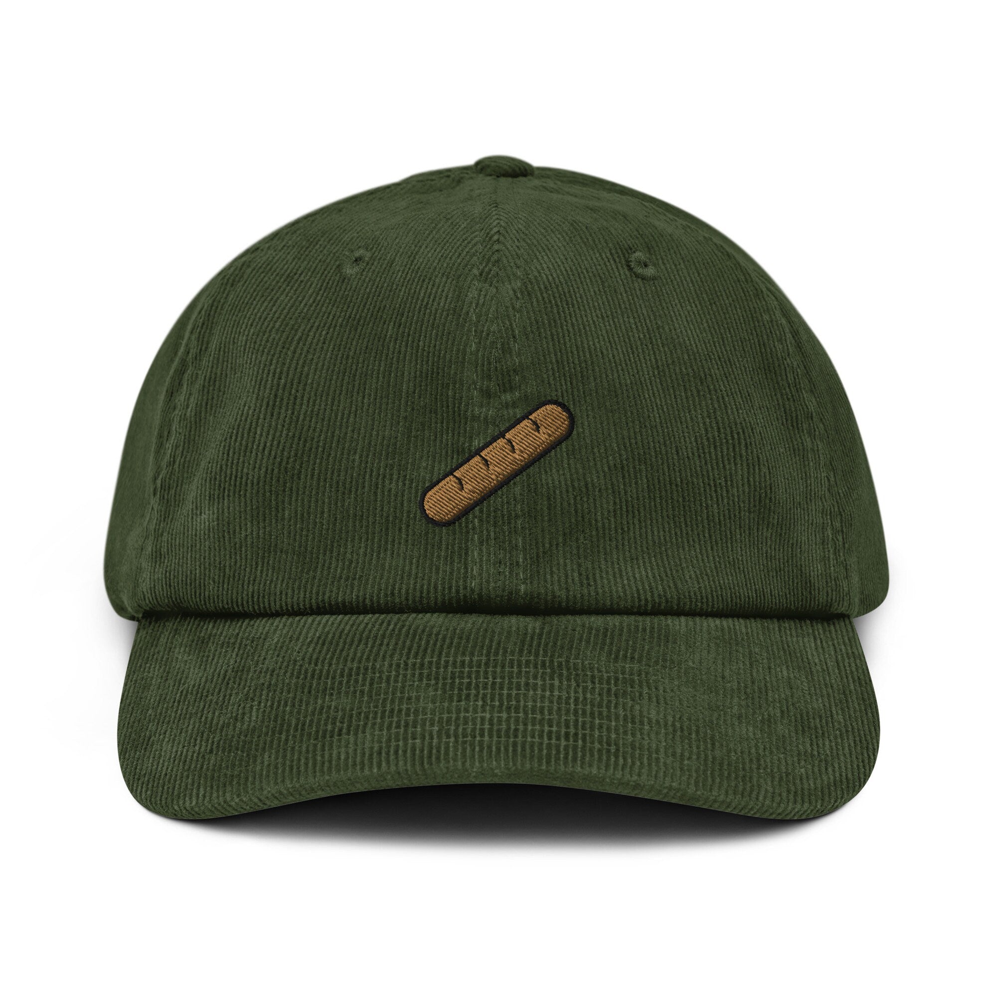 Bread Stick Corduroy Hat, Handmade Embroidered Corduroy Dad Cap - Multiple Colors