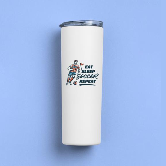 Eat Sleep Soccer Repeat Badge Hand Drawn Tumbler