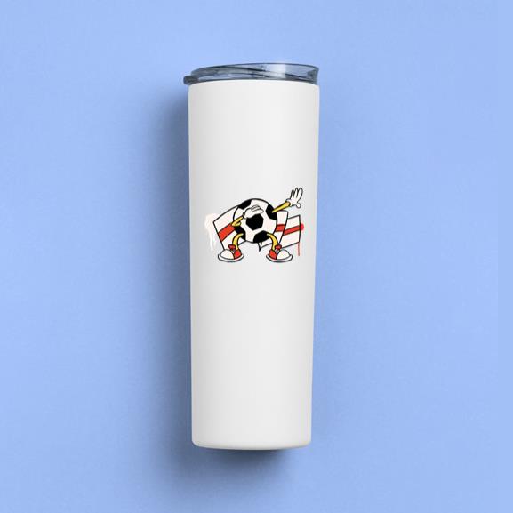 England Flag Soccer Ball Retro Cartoon Tumbler