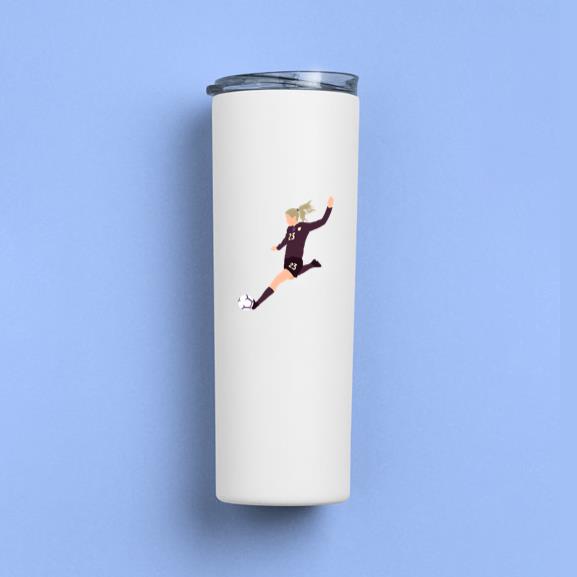 Female Soccer Player Flat Tumbler