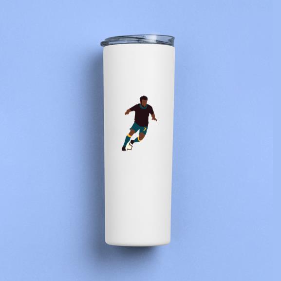 Male Soccer Player Dodging Flat Tumbler