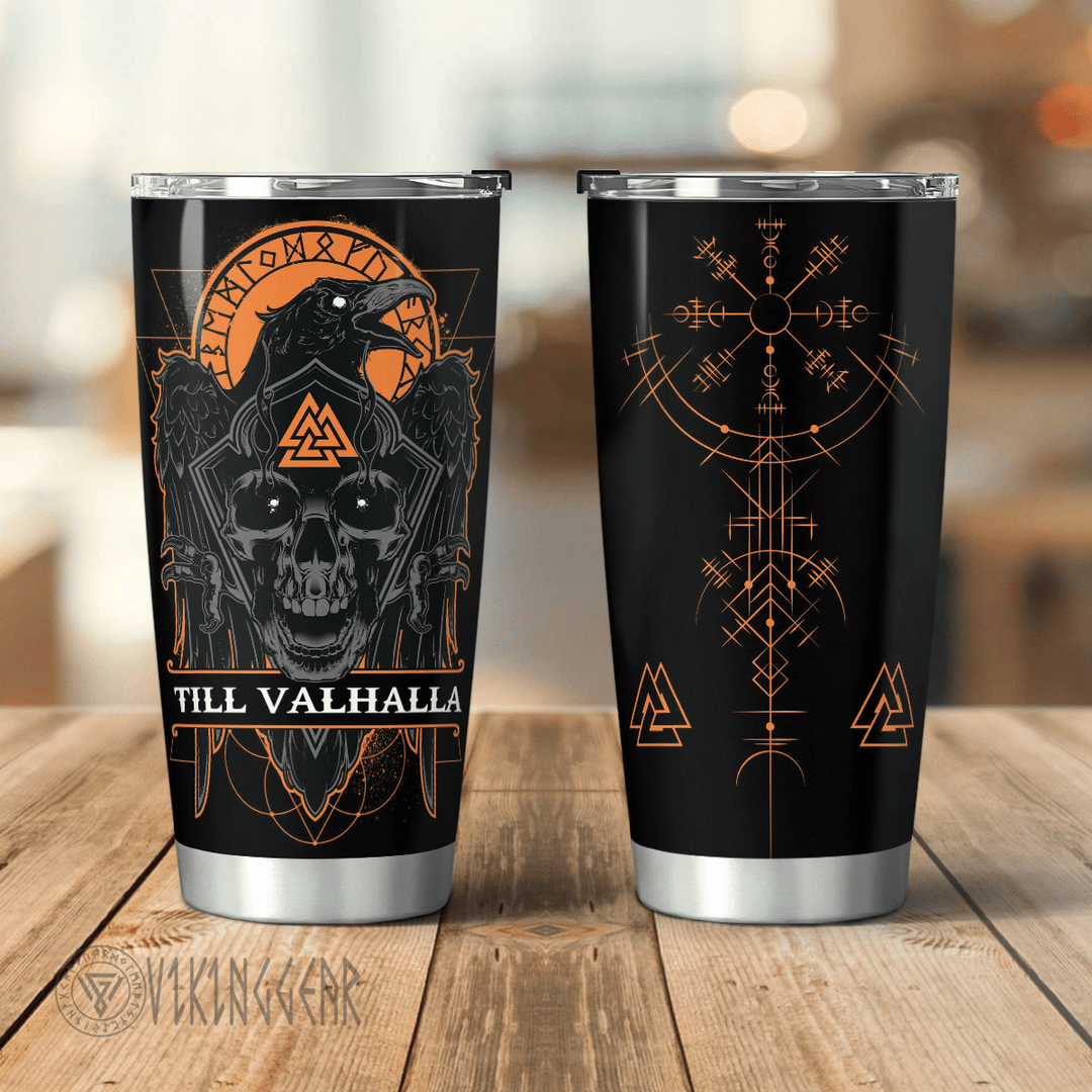 Till Valhalla - Raven Viking - Viking Tumbler