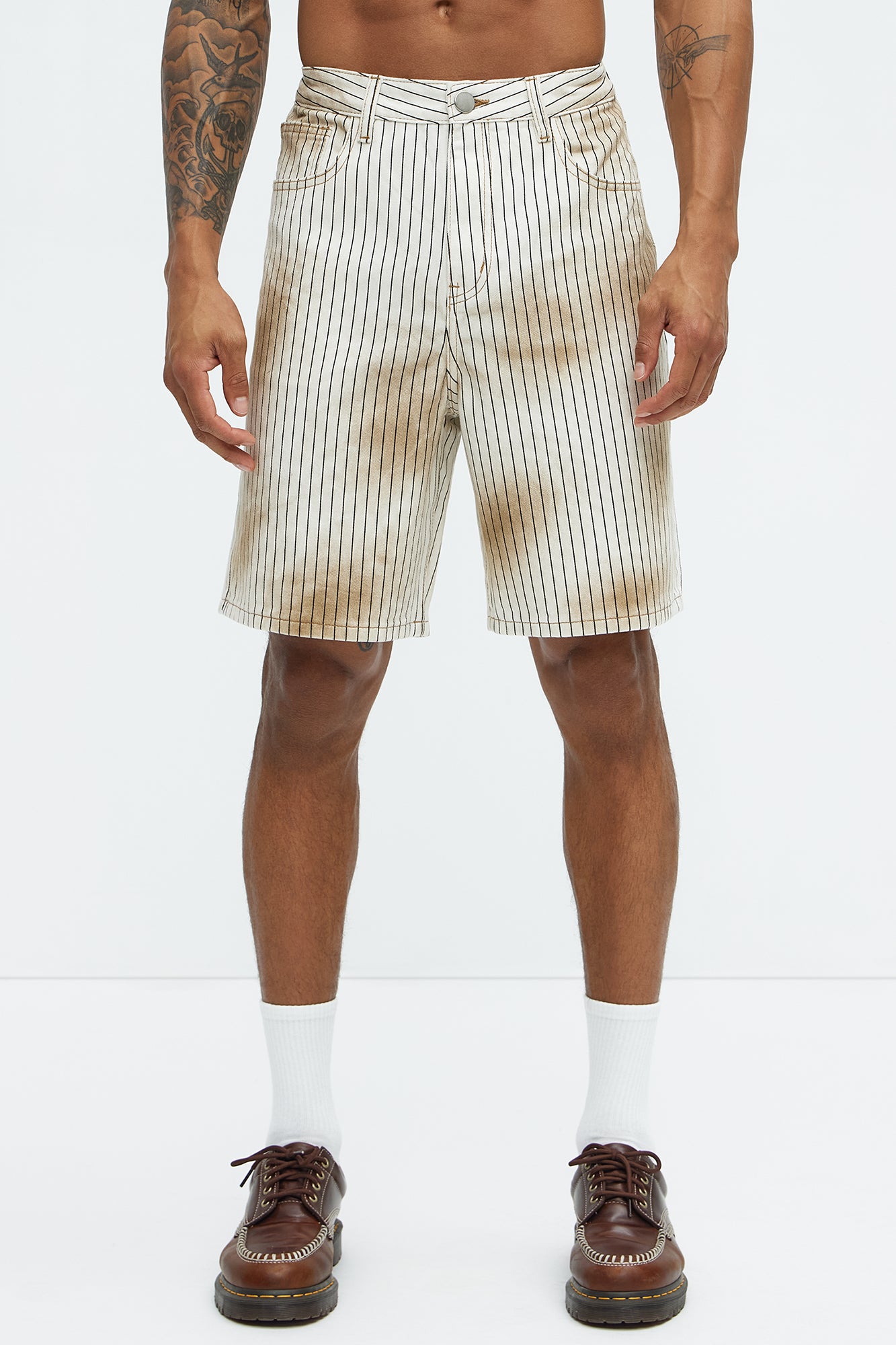 Byron Striped Relaxed Shorts - Cream/combo