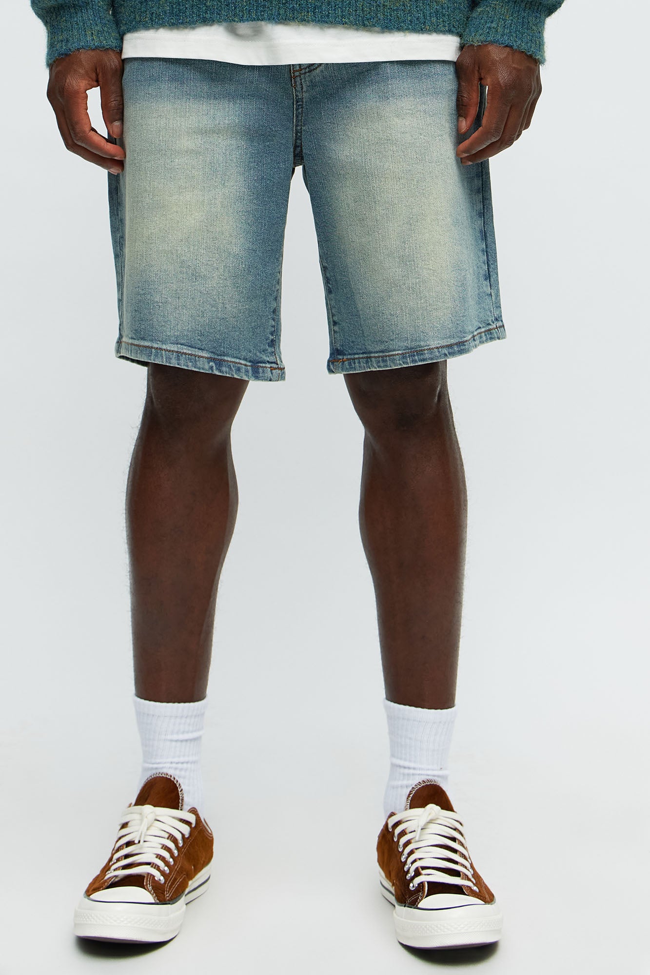 Mike Relaxed Denim Shorts - Medium Wash