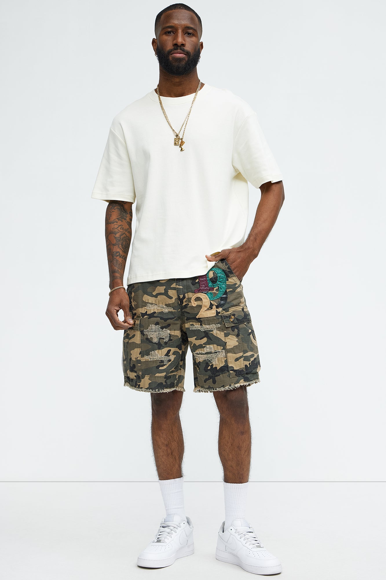 On Command Paint Splatter Camo Shorts - Brown/combo
